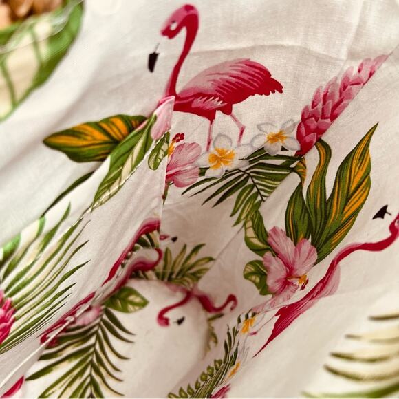 Haute Hippie Straw Seashell Basket Bag Red Tassel Floral Flamingo Interior NWT - Picture 10 of 11